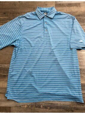 FootJoy FJ Mens Large Blue Striped Golf Polo Shirt